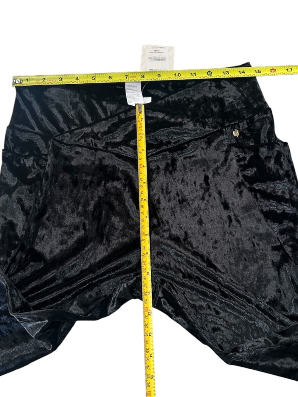 Fabletics NWT High Waist Crushed Velour Crossover Waist Black Leggings XL - Picture 7 of 10